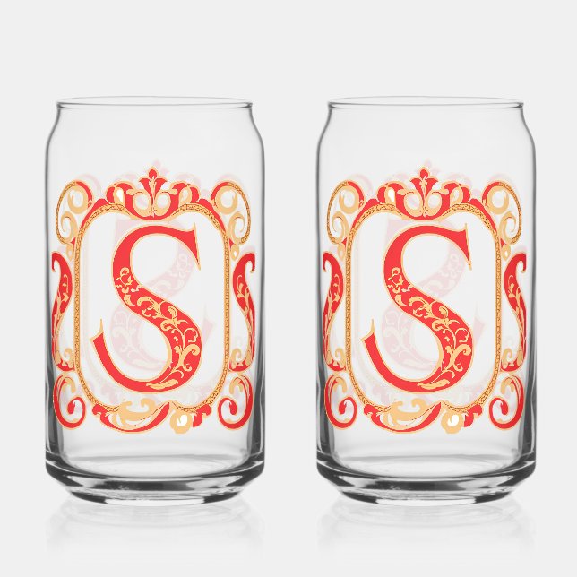 Verre Canette Monogramme ornemental antique - Capital S (Recto)