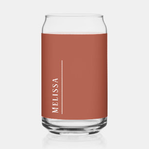 Verre Canette monogramme personnalisé, couleur terre cuite moder