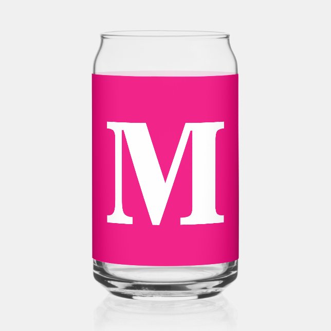 Verre Canette Monogramme rose chaud Initiales Nom Couleur person (Recto)