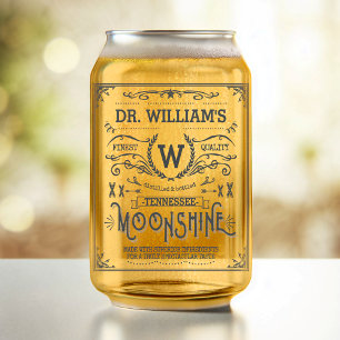 Verre Canette Moonshine Nom personnalisé et Monogramme apparence
