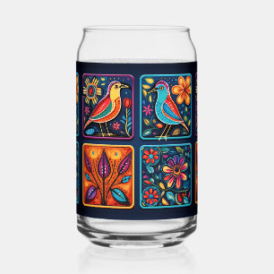 Verre Canette Mosaic Floral Bird mix