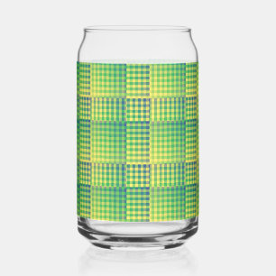 Verre Canette Motif abstrait à carreaux verts et bleus