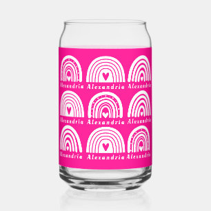Verre Canette Motif arc-en-ciel personnalisé café rose chaud