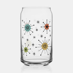 Verre Canette Motif Atomique en Étoile Éclatée de Style Mid Cent