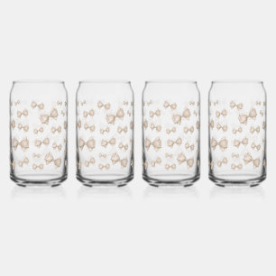 Verre Canette Motif Beige Coquette Bow
