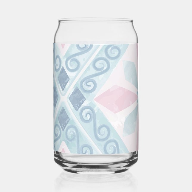 Verre Canette motif bleu en forme de diamant (Recto)