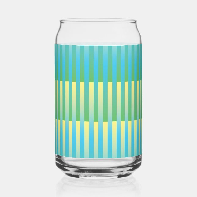 Verre Canette Motif bleu jaune vert rayé (Recto)