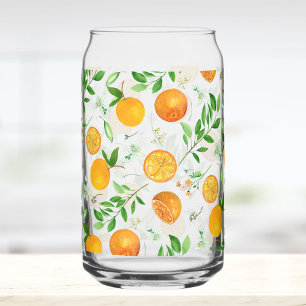 Verre Canette Motif botanique floral d'été citrus orange