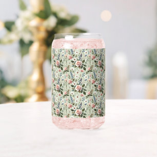 Verre Canette Motif Botanique Floral Pastel Vintage