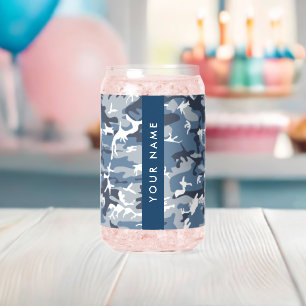 Verre Canette Motif camouflage neige hivernale bleue Personnalis