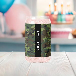 Verre Canette Motif Camouflage Vert, Votre nom, Personnaliser