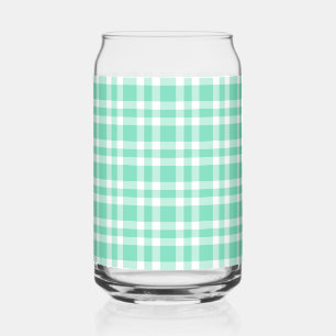 Verre Canette Motif carreaux bleu aquamarine et blanc