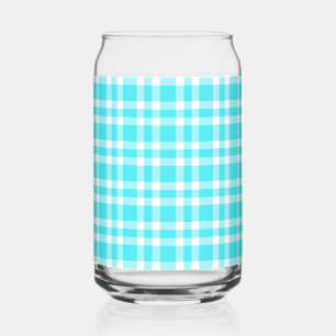 Verre Canette Motif carreaux bleu blanc