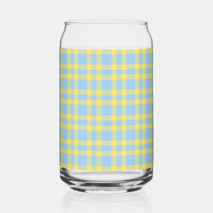Verre Canette Motif carreaux bleu jaune