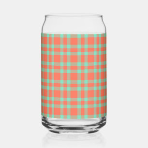 Verre Canette Motif carreaux bleu-vert corail