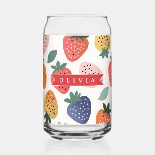 Verre Canette Motif Coloré de Fraise Personnalisé pour l'Été