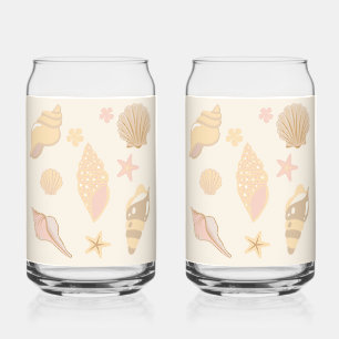 Verre Canette Motif Coquilles Beige