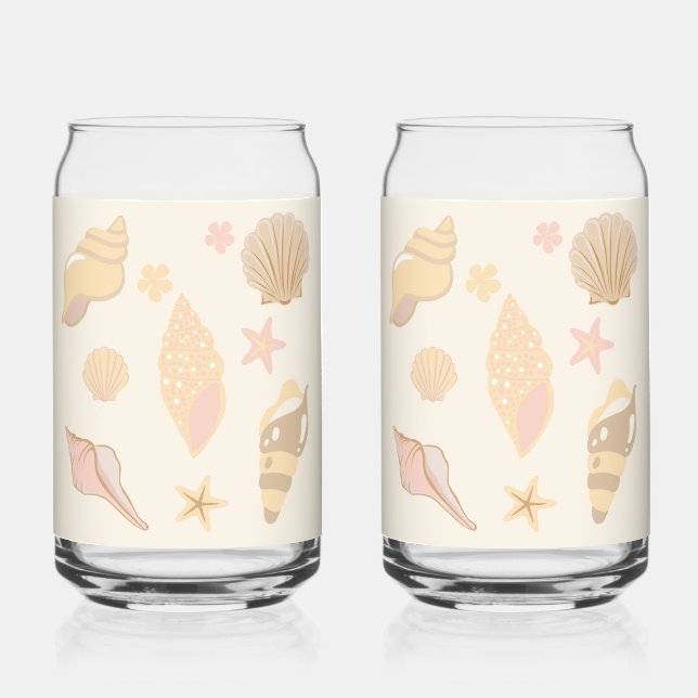 Verre Canette Motif Coquilles Beige (Recto)