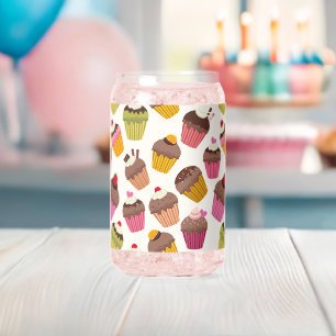 Verre Canette Motif Cupcake, Motif Muffin, Chocolat, Cœurs