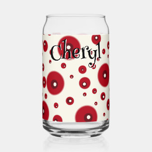Verre Canette Motif de cercle fantaisiste à pois rouge ivoire