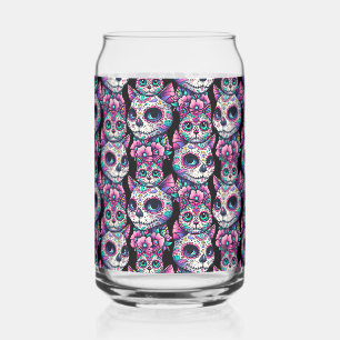 Verre Canette Motif de chat crâne sucre