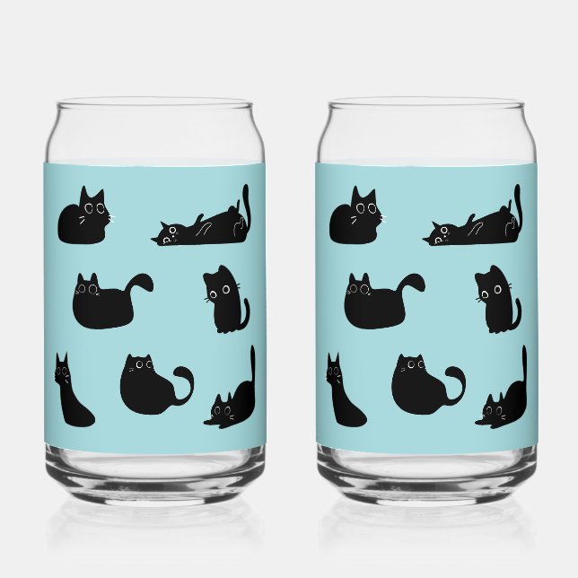 Verre Canette Motif de chats noirs (Recto)
