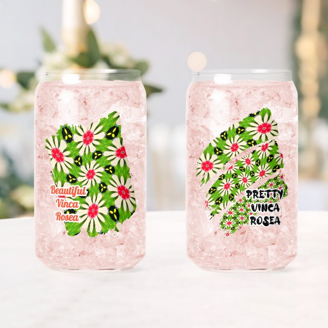 Verre Canette Motif de fleurs rose et blanche (Insitu (Mariage))