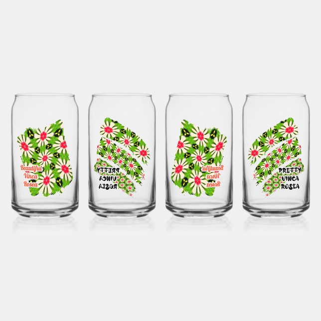 Verre Canette Motif de fleurs rose et blanche (Recto)