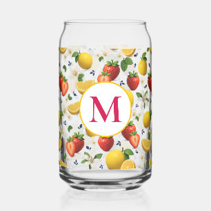 Verre Canette Motif de fruits frais fraises et citron