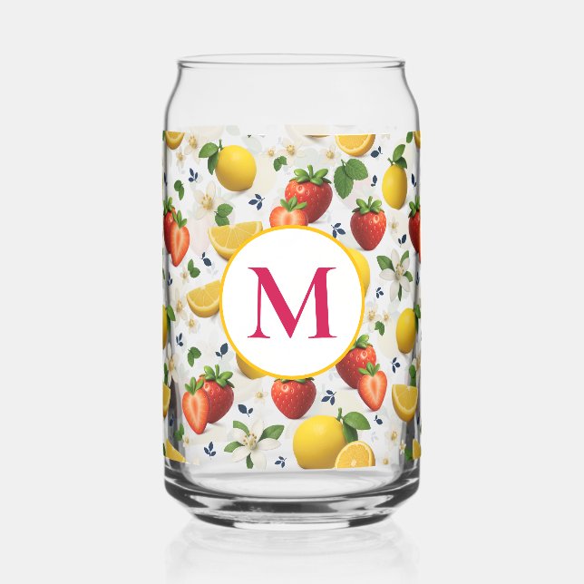 Verre Canette Motif de fruits frais fraises et citron (Recto)
