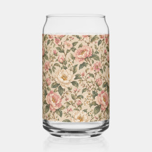 Verre Canette Motif de jardin de pivoine et de rose romantique v