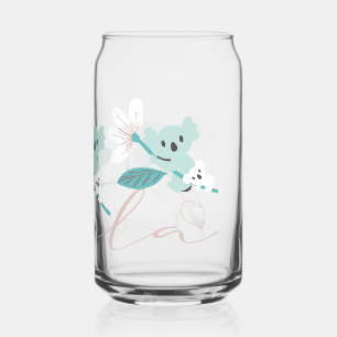 Verre Canette Motif de koala coloré, animal mignon et floral