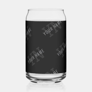 Verre Canette Motif de nom en monogramme gris très foncé et noir
