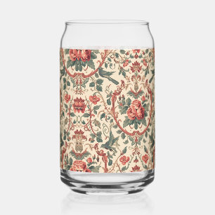 Verre Canette Motif de rose et d'oiseau vintage Art nouveau roma