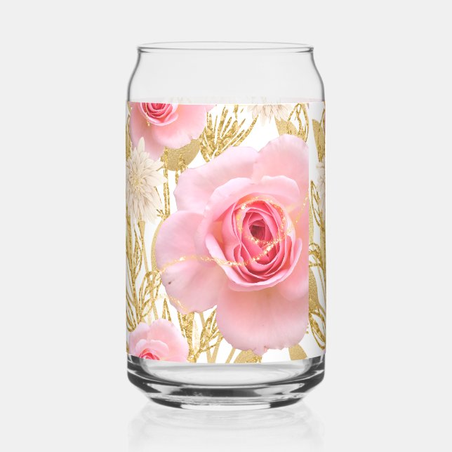 Verre Canette motif de roses (Recto)