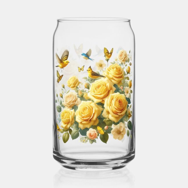 Verre Canette Motif de roses jaunes (Recto)