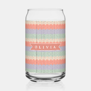 Verre Canette Motif de tricot pastel scandinave personnalisé nom