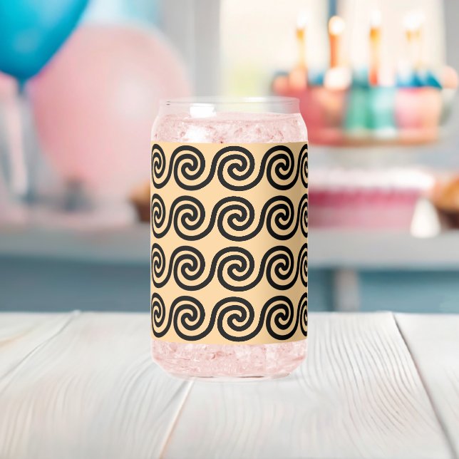 Verre Canette Motif de vagues de clé Méandre grec marron (Insitu (Baby Shower))