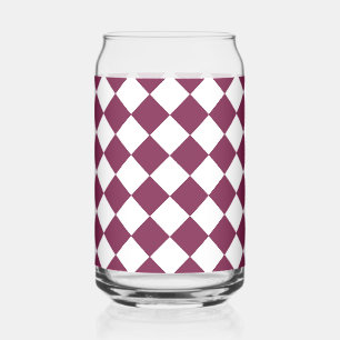 Verre Canette Motif diamant à carreaux blanc et burgundy