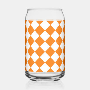 Verre Canette Motif diamant à carreaux orange et blanc