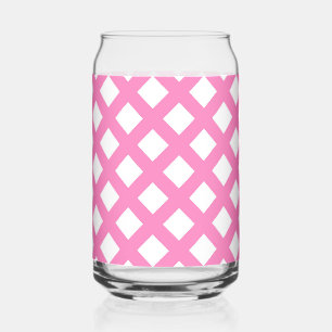 Verre Canette Motif diamant à carreaux rose blanc