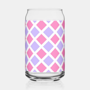 Verre Canette Motif diamant à carreaux rose violet