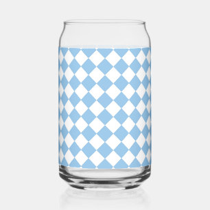 Verre Canette Motif diamant bleu blanc Checker