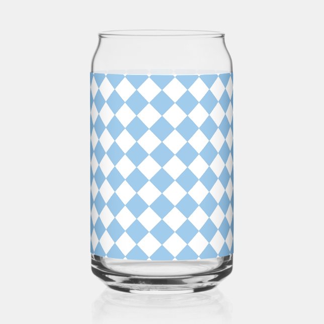 Verre Canette Motif diamant bleu blanc Checker (Recto)