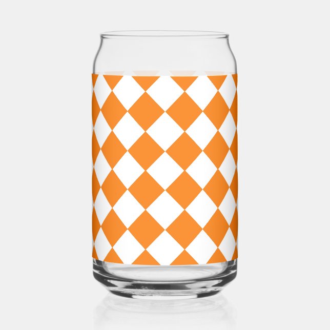 Verre Canette Motif diamant Orange White Checker (Recto)