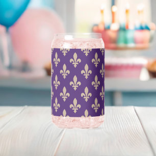 Verre Canette Motif Fleur de Lis, Crème Royale Française sur Vio
