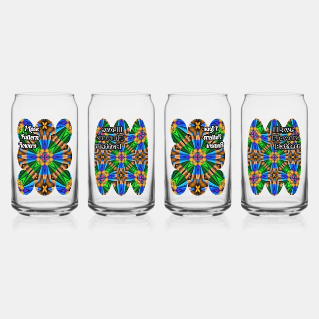Verre Canette Motif Fleurs Abstraites uniques (Recto)