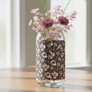 Verre Canette Motif Fleurs Sauvages Aquarelle Boho Mood