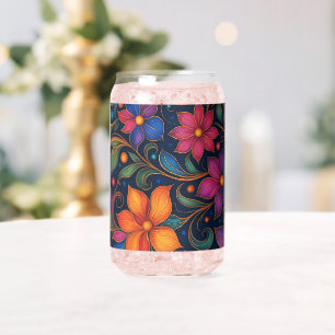 Verre Canette Motif Floral Coloré Décoratif Maison Vibrante