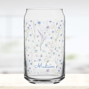 Verre Canette Motif floral de fleurs sauvages jolies bleu violet